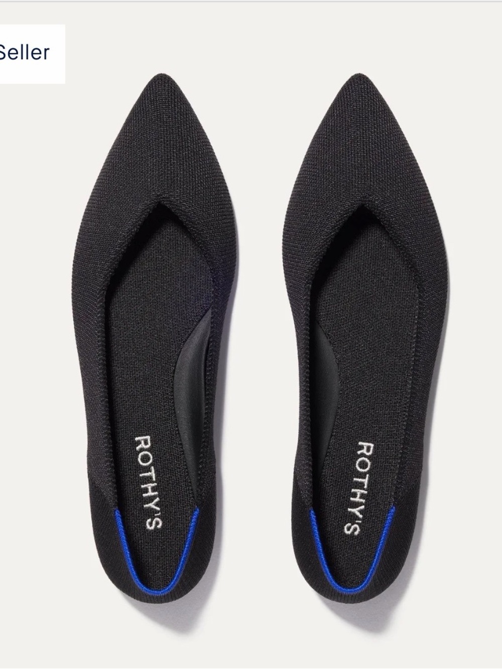 Rothy's Black Pointed bow flat size 8